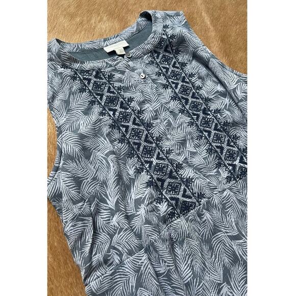 J. Jill Sleeveless Embroidered Tiered Maxi Dress in Palm Leaf Print - Picture 3 of 5